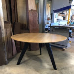 Custom Vista St dining table. D1400 x 740mm American Oak and Ebonised Victorian Blackwood. Halls Head, Western Australia