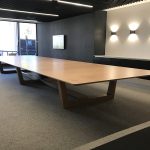 Custom Designed Boardroom Table for DWER Joondalup, Western Australia. In collaboration with MKDC. Salvaged WA Blackbutt 7700 x 2300 x 740mm