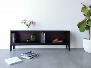 Bookcase in Ebonised and Scorched Jarrah. 1800 x 620 x 300mm