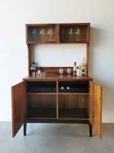 Custom Drinks Cabinet. Handcrafted in solid Tasmanian Blackwood with an Ebonised Blackwood base.