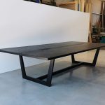 Custom Botanical Meeting Table, Handcrafted in American Oak with Ebonised finish. Integrated power and data. 3300 x 1600 x 740