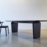 Morey Dining Table. 2500 x 1000 x 740mm. Handcrafted from Ancient, ebonised Jarrah slabs.