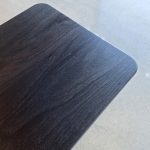 Morey Dining Table. 2500 x 1000 x 740mm. Handcrafted from Ancient, ebonised Jarrah slabs.