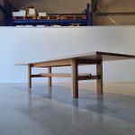 Custom Dining Table. Handcrafted in American Oak for a family in Wembley, Western Australia. 3500 x 1200 and built to comfortable seat 12-14, this table draws inspiration form traditional Arts and Crafts furniture with expressed joinery and robust proportions.