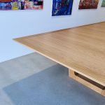 Custom Boardroom Table in American Oak for a new office, situated at Rhodes House, West Perth, Western Australia. 4800 x 1600mm with integrated data connection